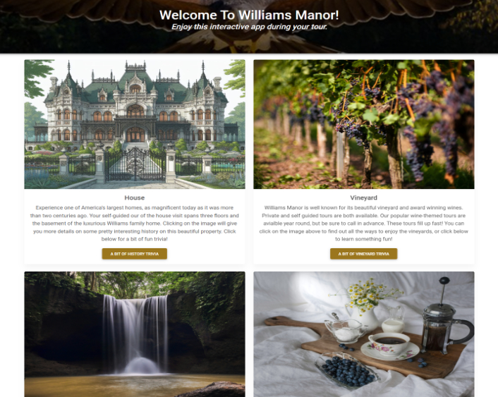 Preview of a webpage of a large manor